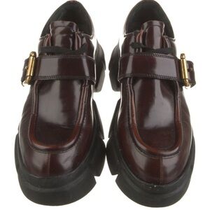 PRADA oxblood Oxford lace up monolith buckle shoes AUTHENTIC